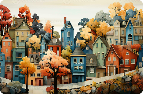 Cartoon Village Art